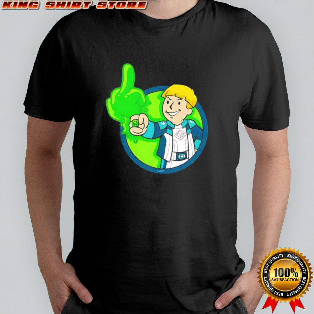 Cartoon Boy Middle Finger Green Glow shirt