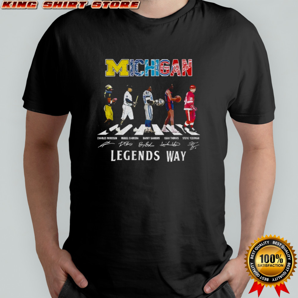Charles Woodson Miguel Cabrera Barry Sanders Isiah Thomas and Steve Yzerman Abbey Road Michigan Legends Way shirt