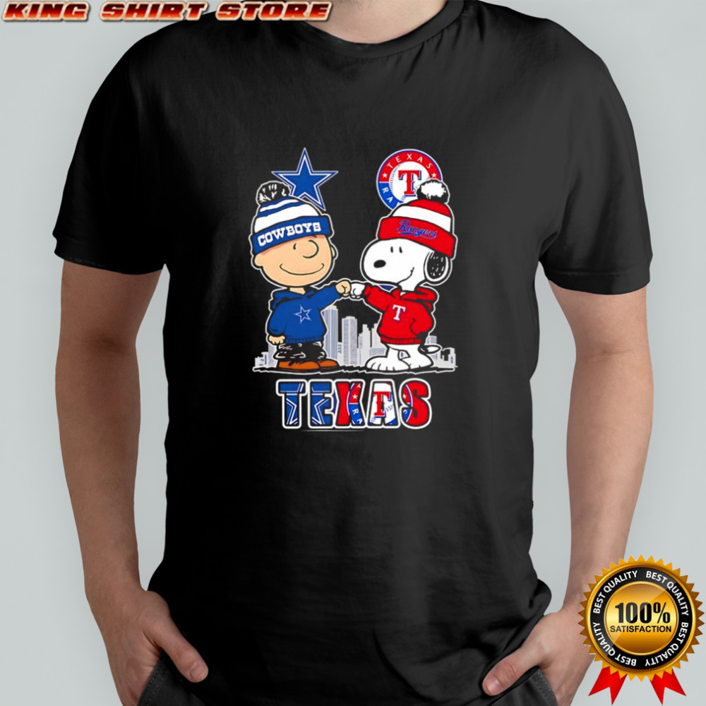 Charlie Brown and Snoopy x Dallas Cowboys and Texas Rangers logo shirt