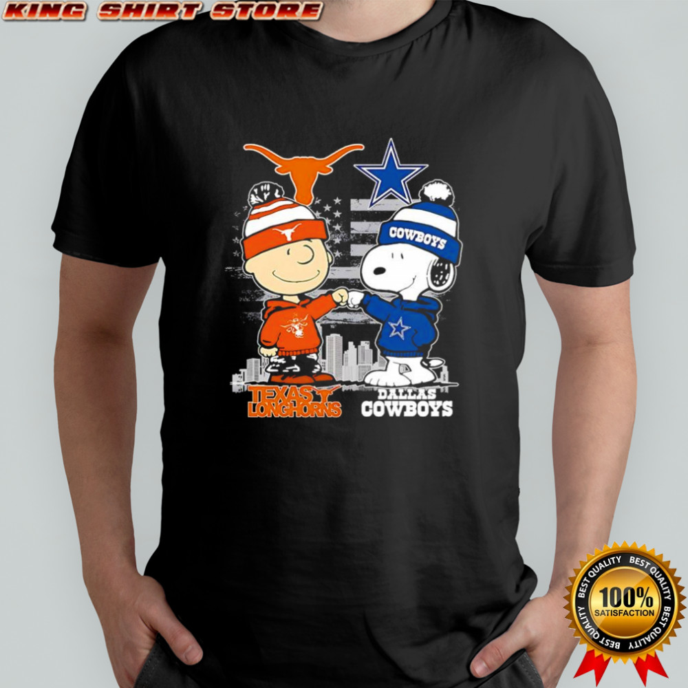 Charlie Brown and Snoopy x Dallas Cowboys Texas Longhorns logo shirt