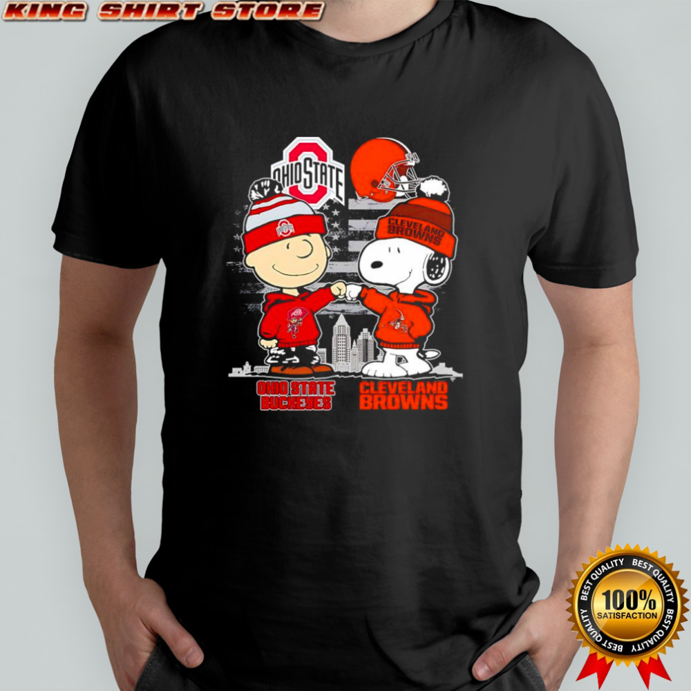 Charlie Brown and Snoopy x Ohio State Buckeyes Cleveland Browns logo shirt