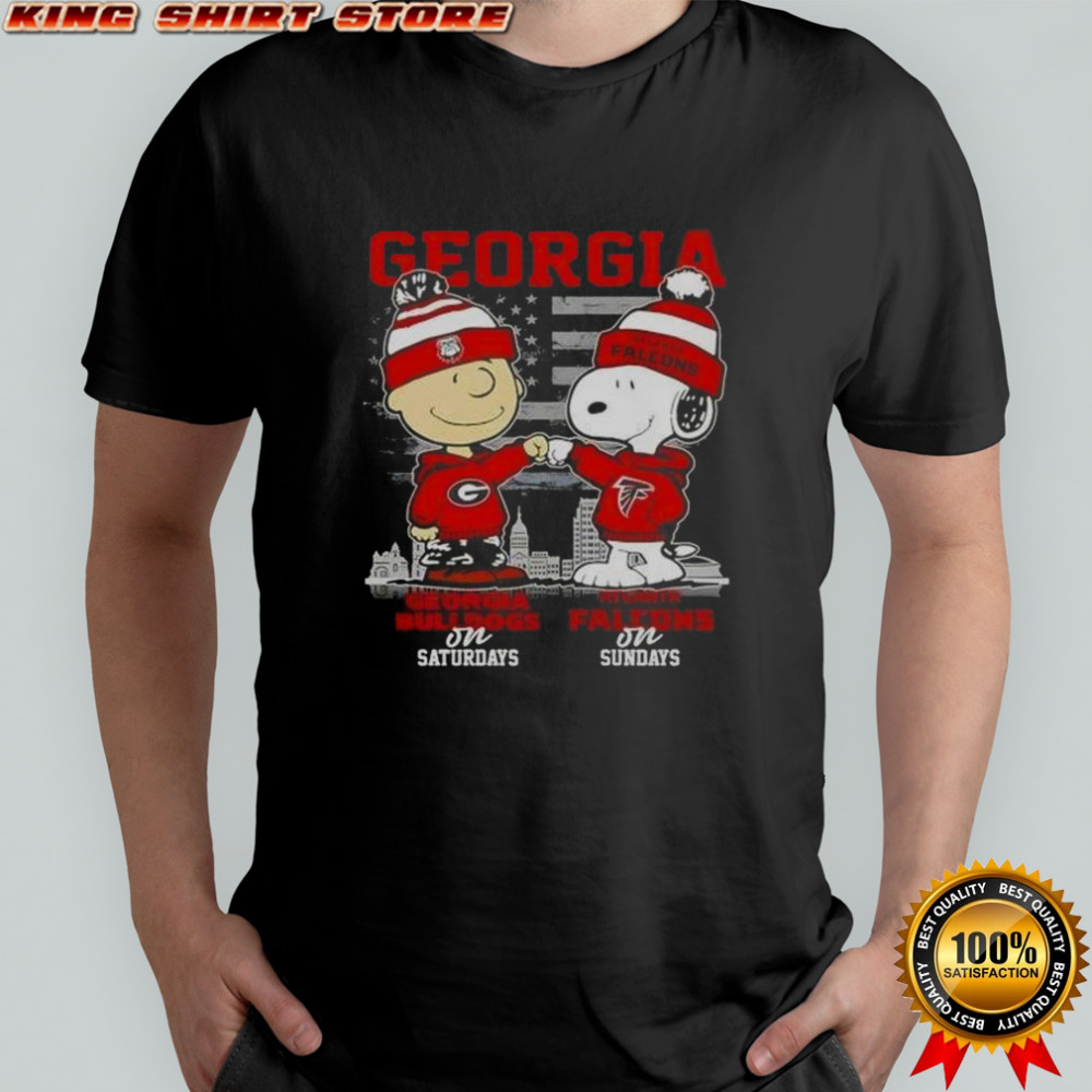 Charlie Brown Georgia Bulldogs On Saturdays X Snoopy Atlanta Falcons On Sundays Skyline T-Shirt