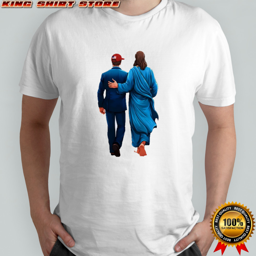Charlie Krik red hat walking with Jesus assassination great American patriot shirt