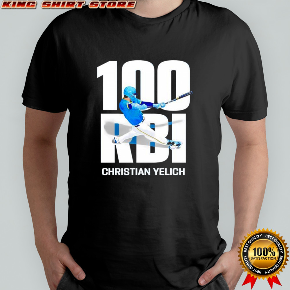 Christian Yelich Milwaukee Brewers baseball Back in the 100 club shirt