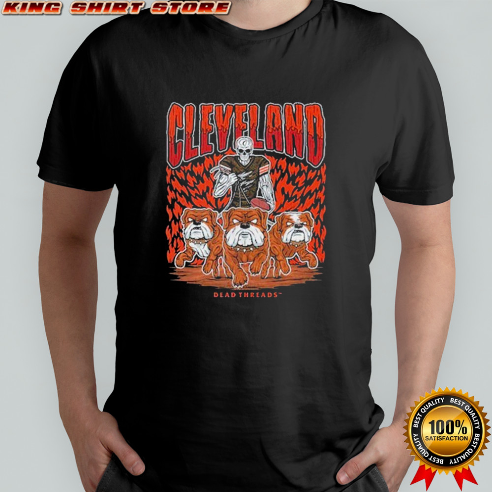 Cleveland Browns Dead Threads Skeleton Bulldogs T-shirt