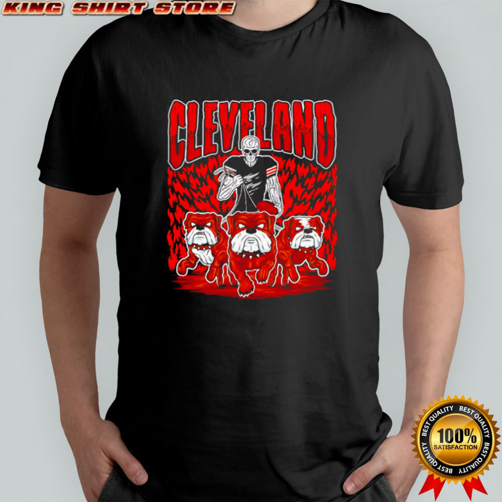 Cleveland Browns Skeleton Football Player and Bulldogs shirt Cleveland Browns Skeleton Football Player and Bulldogs shirt