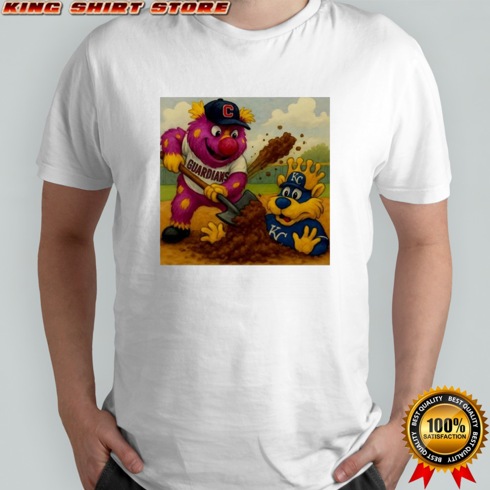 Cleveland Guardians vs Kansas City Royals NFL Slider overwhelm Sluggerrr mascot shirt