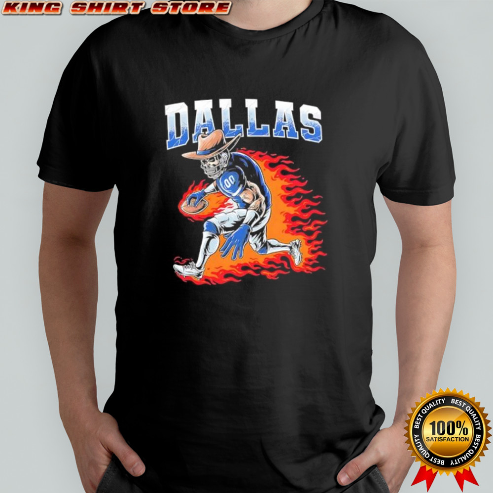 Dallas Football flaming cowboy skeleton player shirt