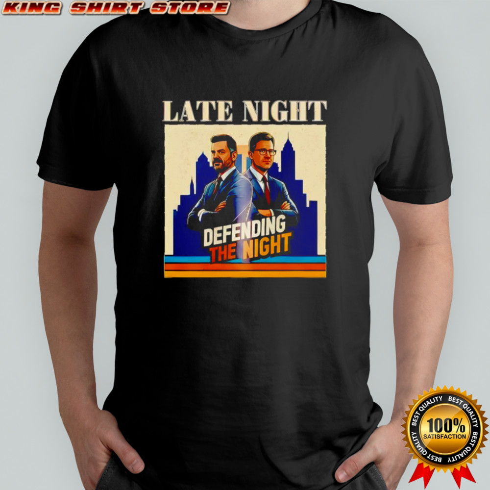 Defending the night Jimmy Kimmel and Stephen Colbert vintage shirt