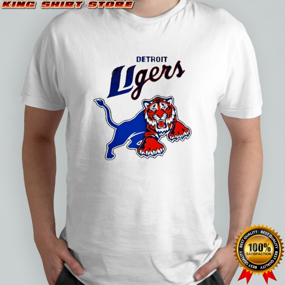 Detroit Lions mashup Detroit Tiger logo NFL shirt