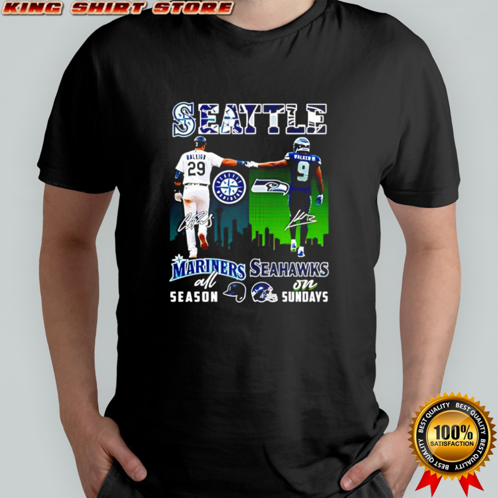 Eugenio Suárez Seattle Mariners all season x Kenneth Walker III Seattle Seahawks on Sundays signatures shirt