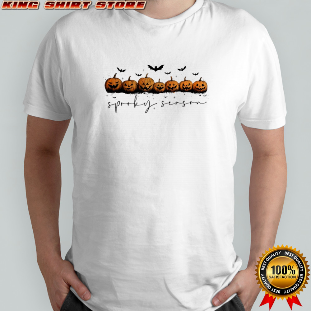 Fall pumpkin bat spooky season Happy Halloween shirt