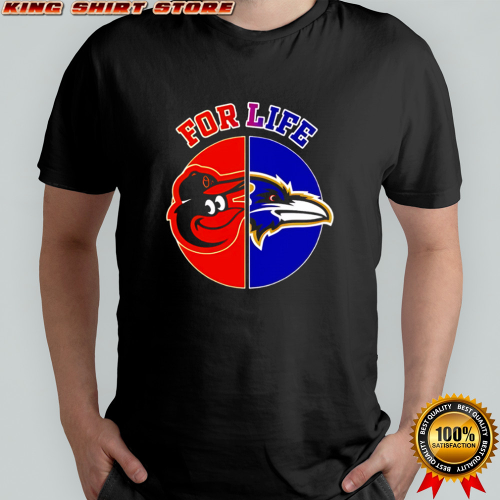 For Life Baltimore Orioles and Ravens split logo graphic shirt