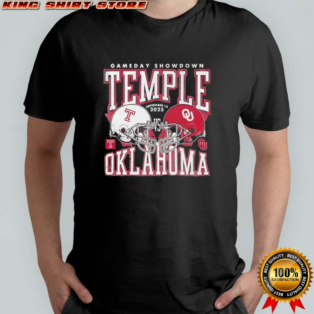 Gameday Showdown Temple Owls vs Oklahoma Sooners football helmet 2025 shirt