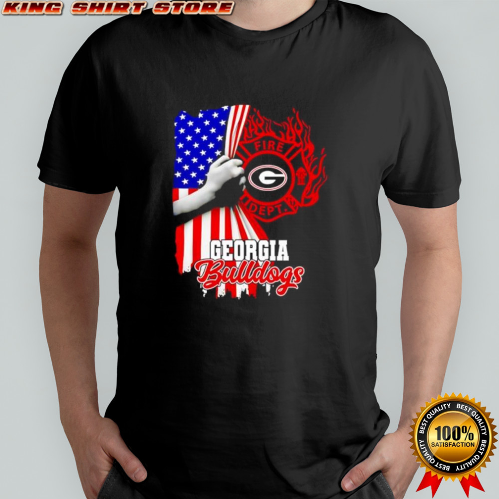 Georgia Bulldogs Fire Dept American Flag shirt