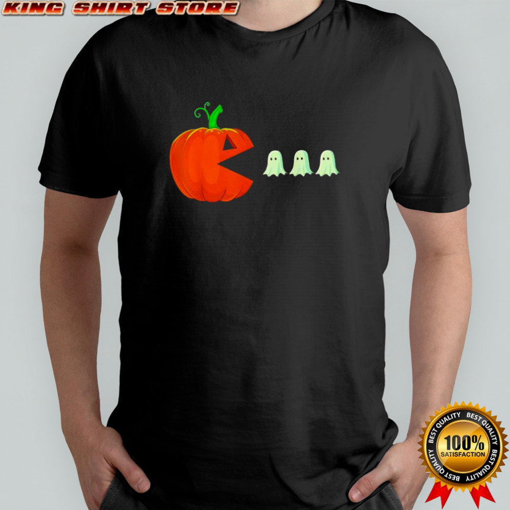 Ghost Eating Pumpkin Cool Spooky Halloween shirt