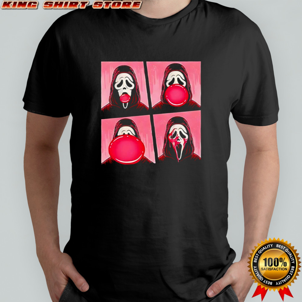 Ghostface Bubble Pink Gum Halloween shirt