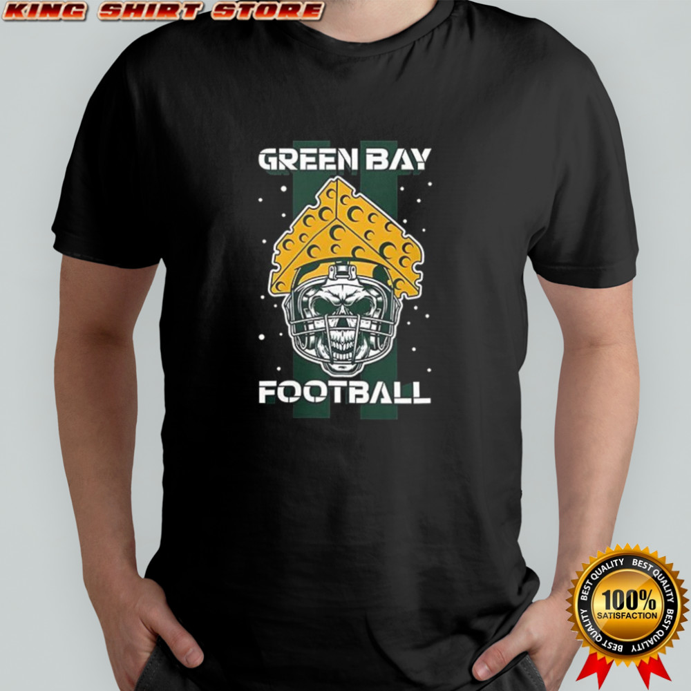 Green Bay Football Skull Wearing Cheesehead Helmet Grunge shirt Green Bay Football Skull Wearing Cheesehead Helmet Grunge shirt
