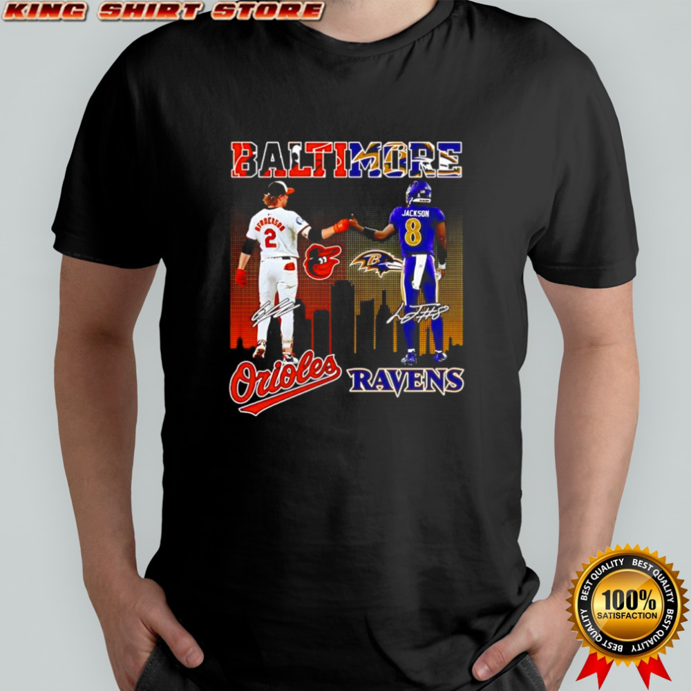 Gunnar Henderson Baltimore Orioles and Lamar Jackson Baltimore Ravens signature shirt