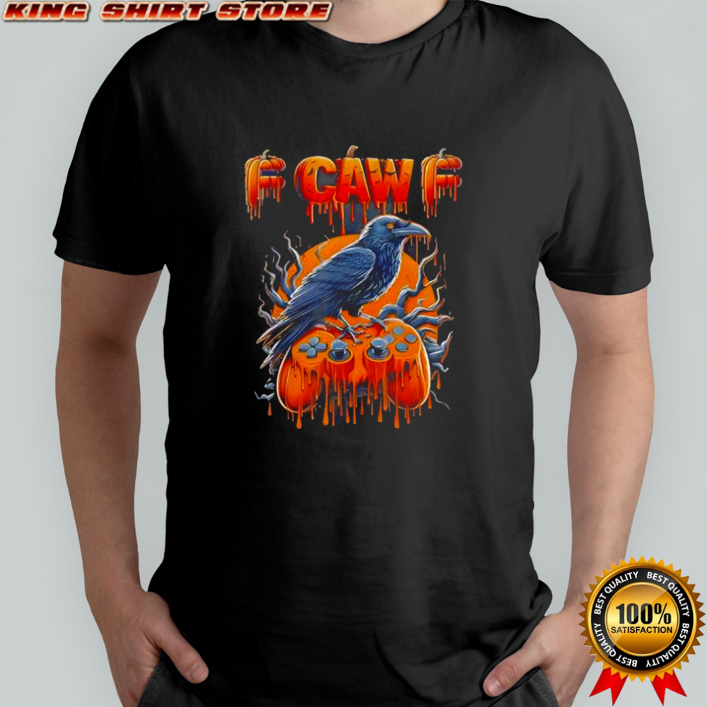 Halloween Gamer Pumpkin Dripping Gaming Crow Raven Bird Drip shirt