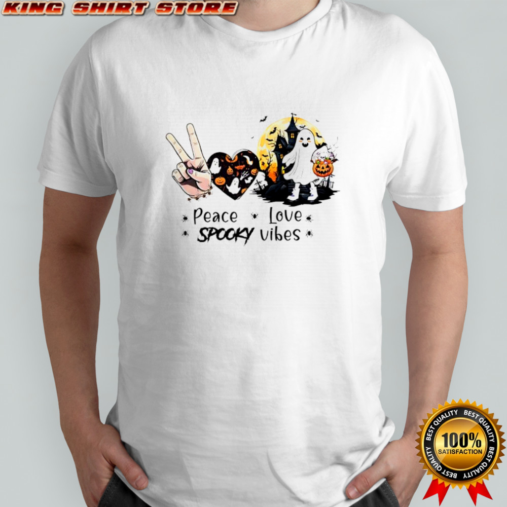 Halloween Ghost Peace Love Spooky Vibes shirt