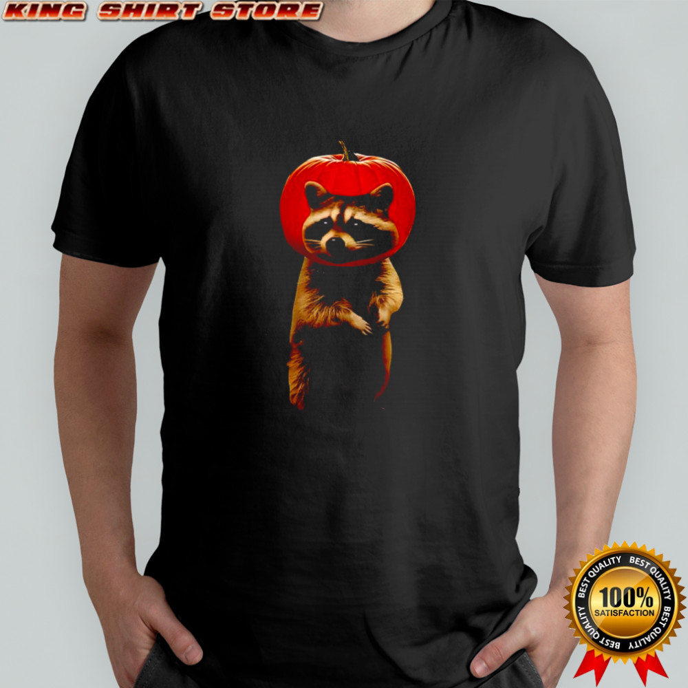 Halloween silly raccoon pumpkin shirt
