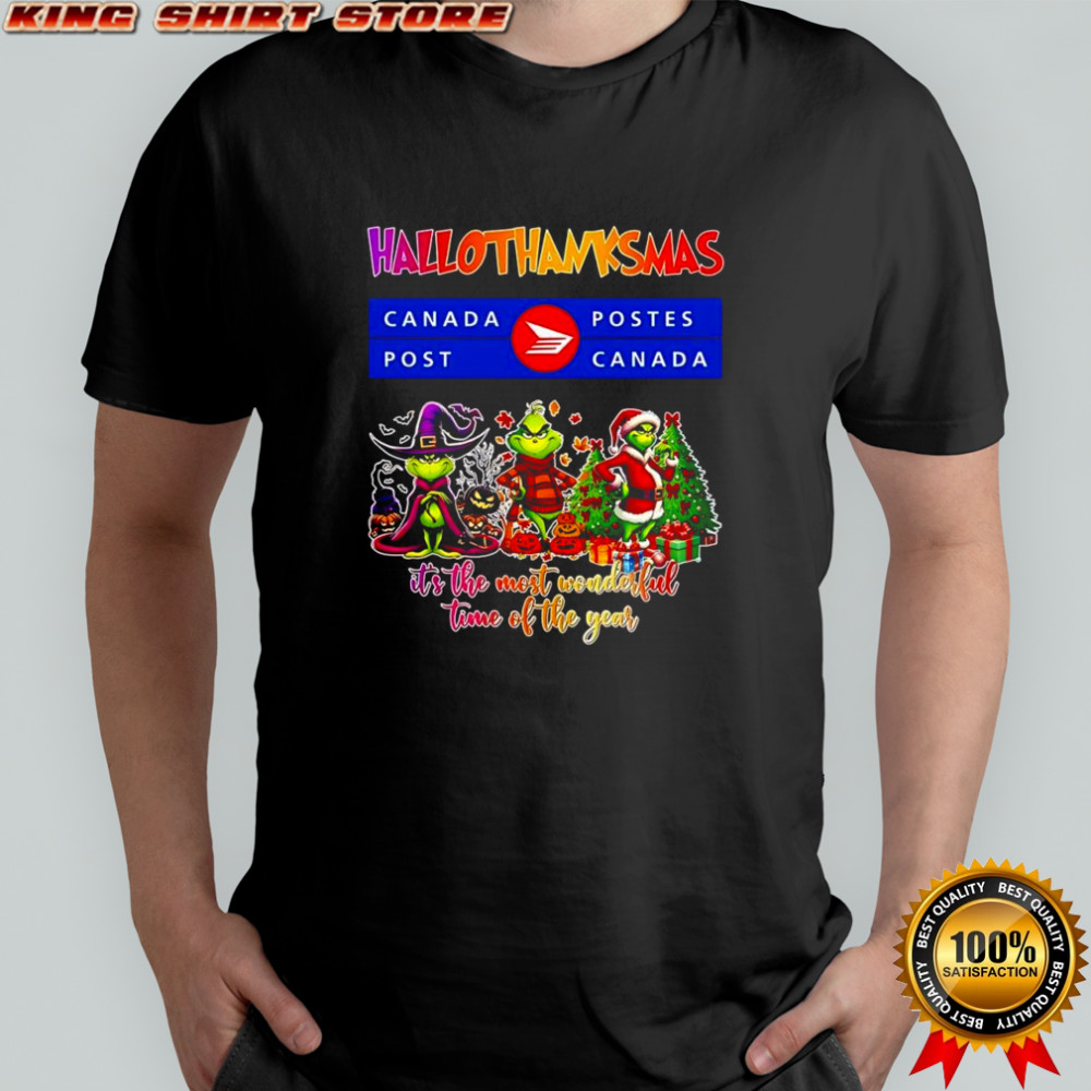 Happy Hallothanksmas Canada Post Postes Canada x Grinch it’s the most wonderful time of the year shirt