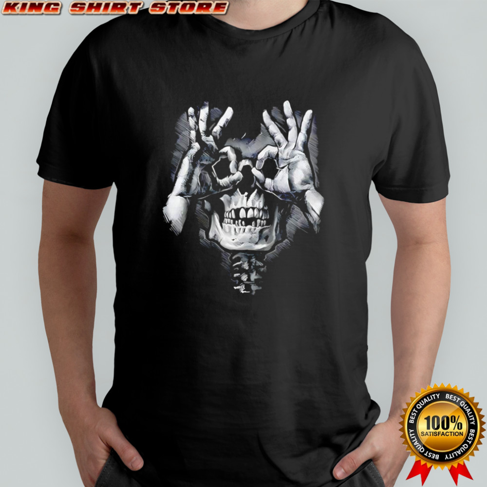Hunt skull face hand goggles gothic shirt
