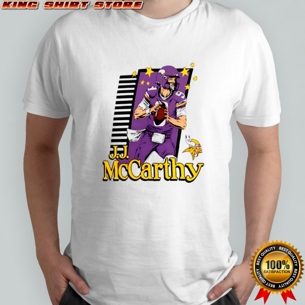 J.J. McCarthy Minnesota Vikings homage purple caricature player shirt