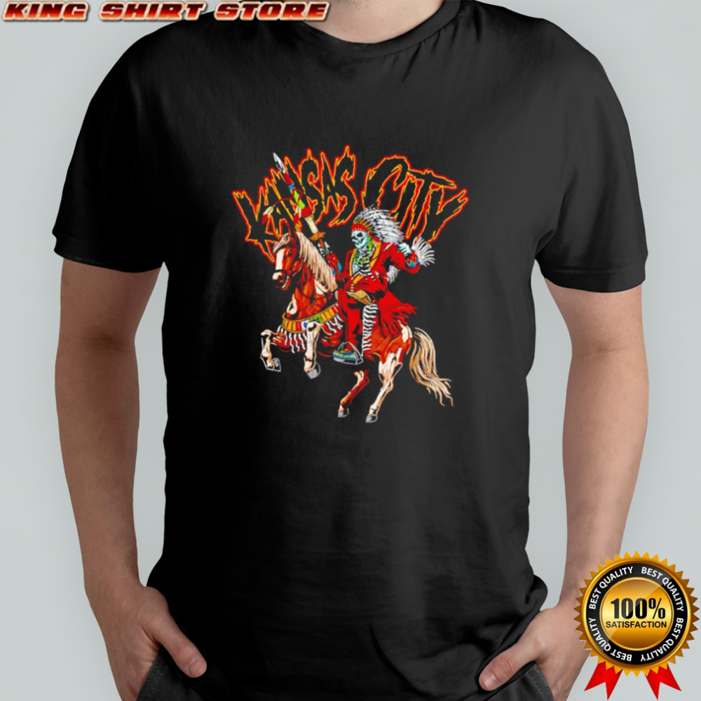 Kansas City Chiefs Skeleton Tribal Chief on Horse shirt
