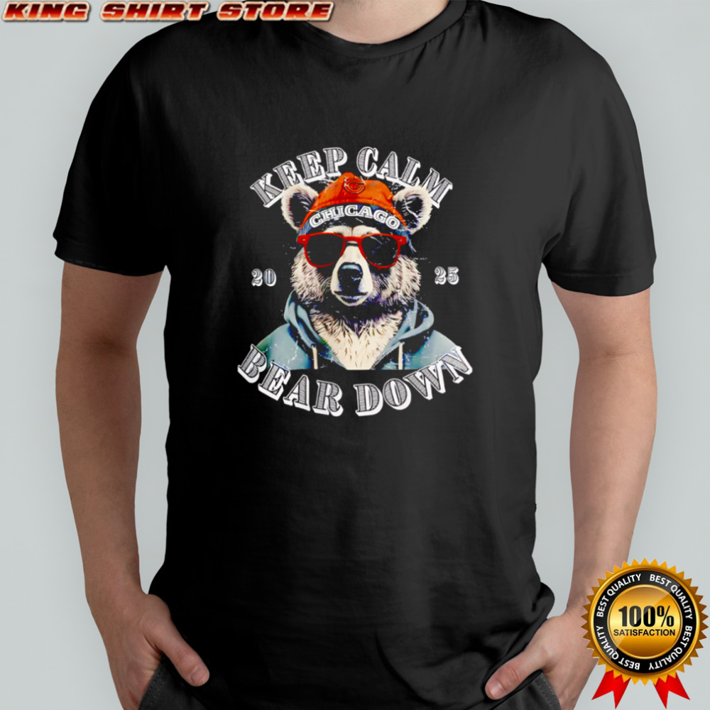 Keep Calm Chicago Bear Down 2025 Bear Wearing Beanie shirt