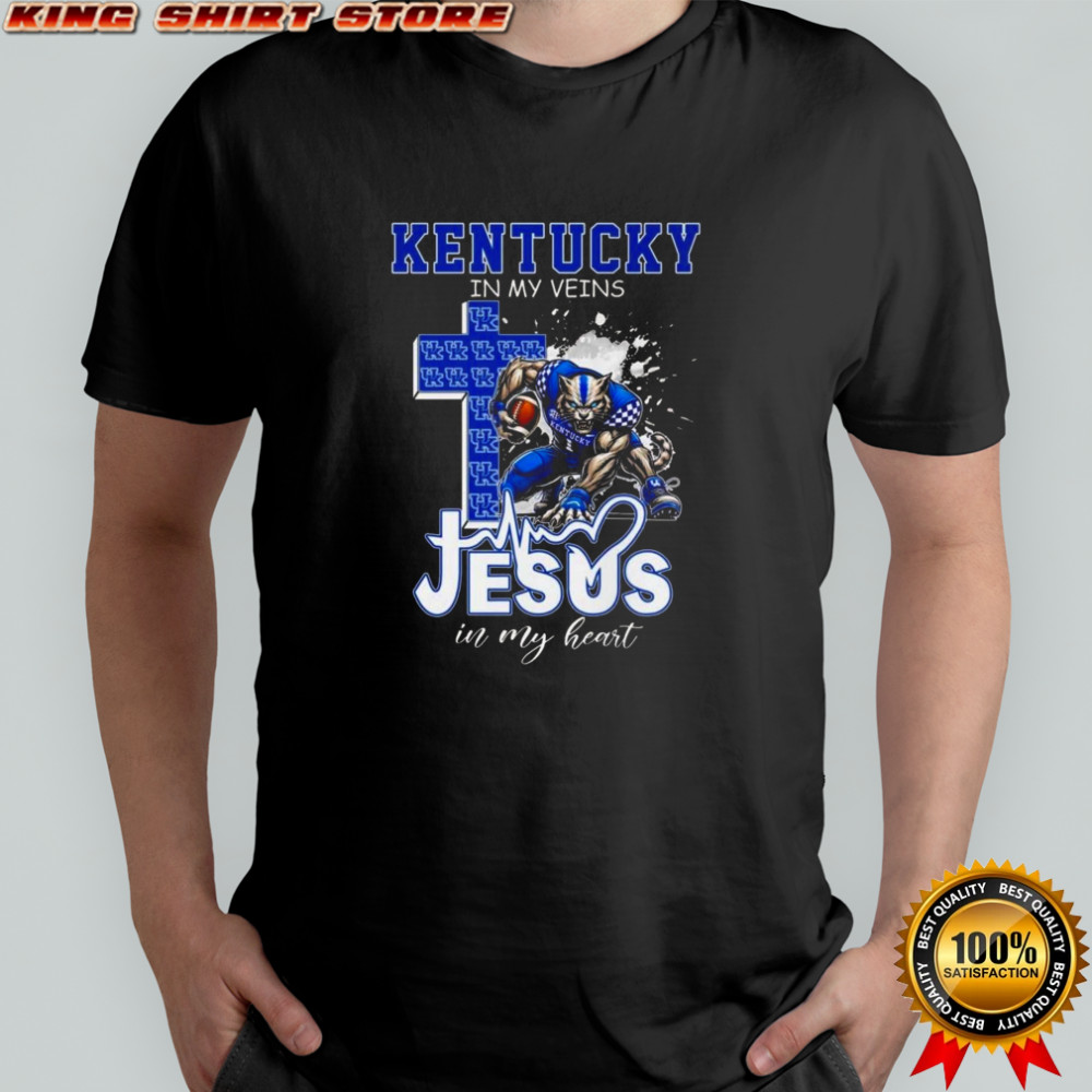 Kentucky Wildcats Mascot In My Veins Jesus In My Heart 2025 Shirt Kentucky Wildcats Mascot In My Veins Jesus In My Heart 2025 Shirt