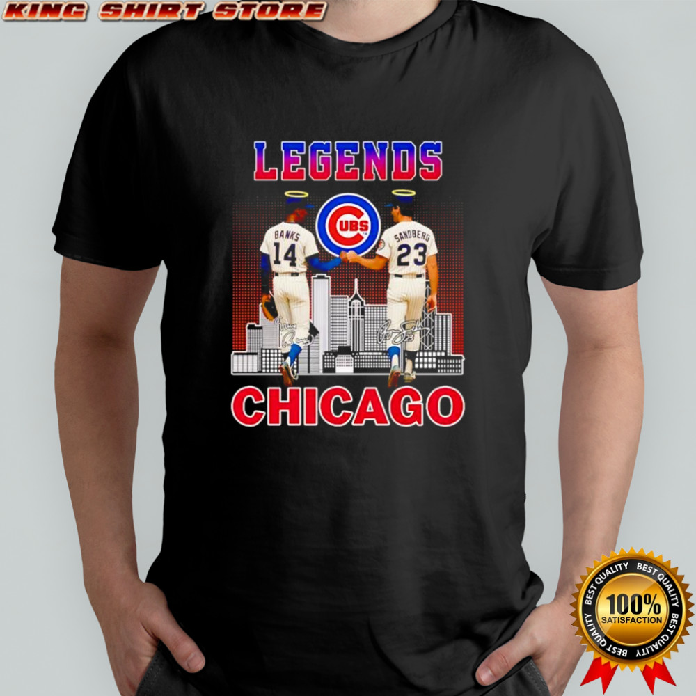 Legends Chicago Cubs Banks and Sandberg signatures shirt