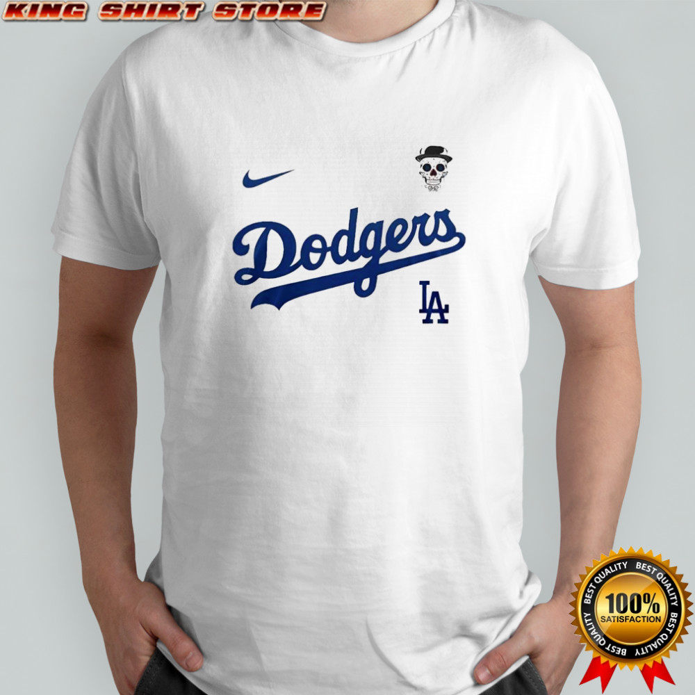 Los Angeles Dodgers official logo with Latino Heritage LA shirt