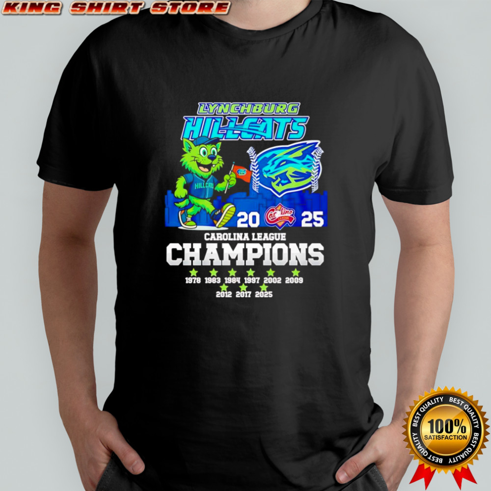 Lynchburg Hillcats 2025 Carolina League Champions mascot shirt