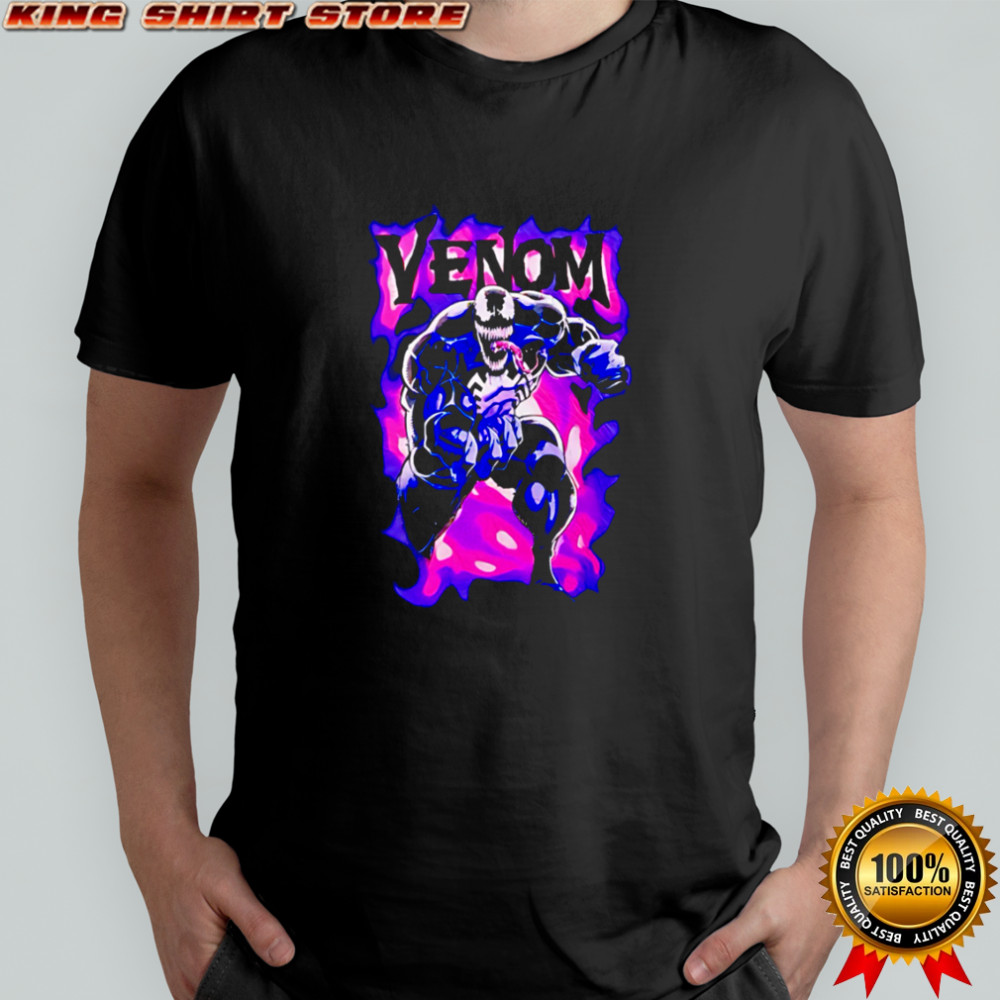 Marvel Comics Venom Purple and Pink Flames shirt