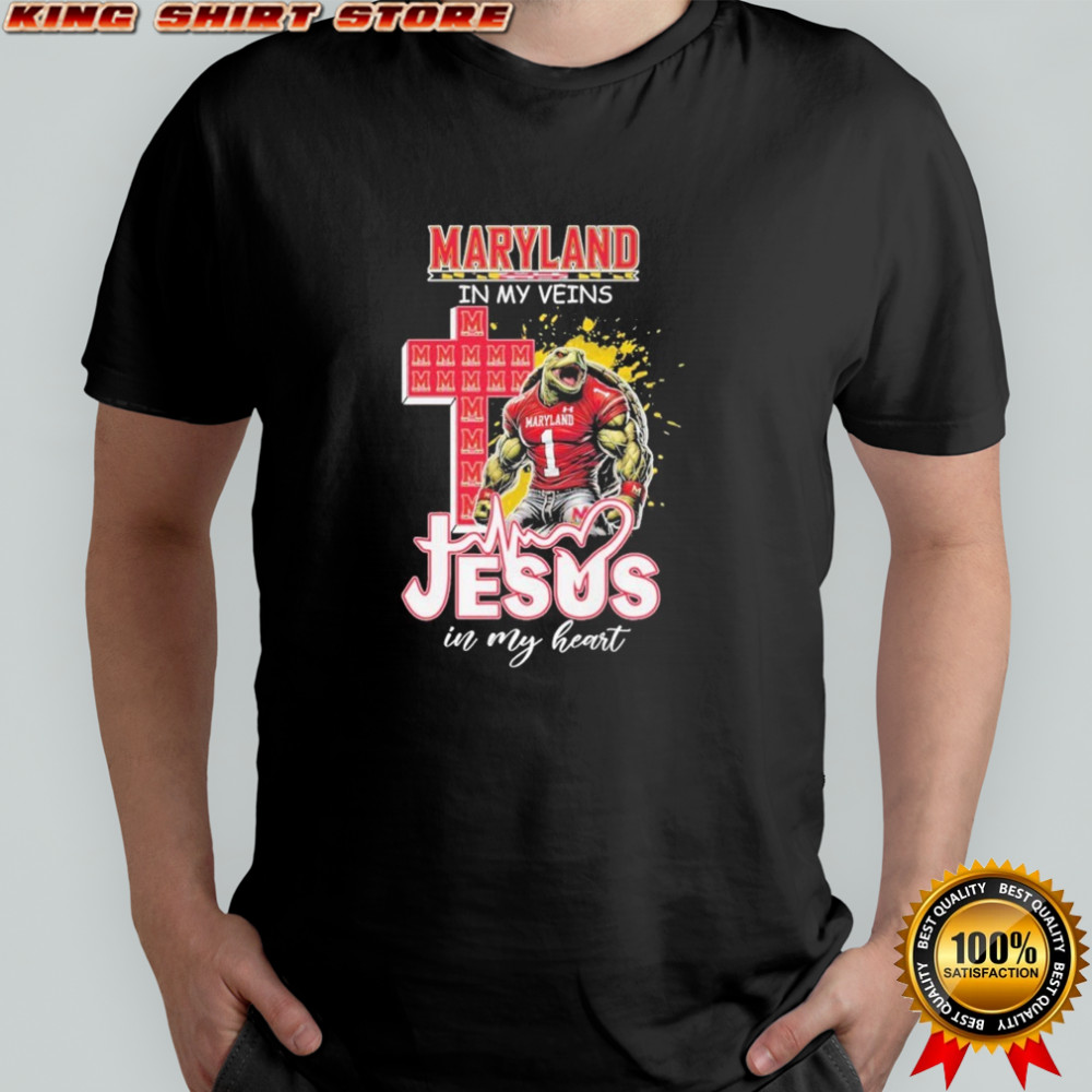 Maryland Terrapins In My Veins Jesus In My Heart Mascot T-shirt