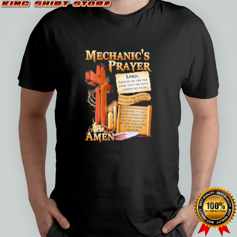 Mechanic’s Prayer with Cross and Candles shirt
