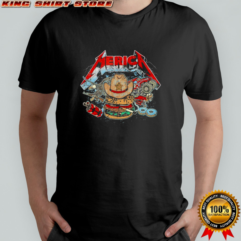Merica Rock Metal Hamburger Cigarettes T-shirt