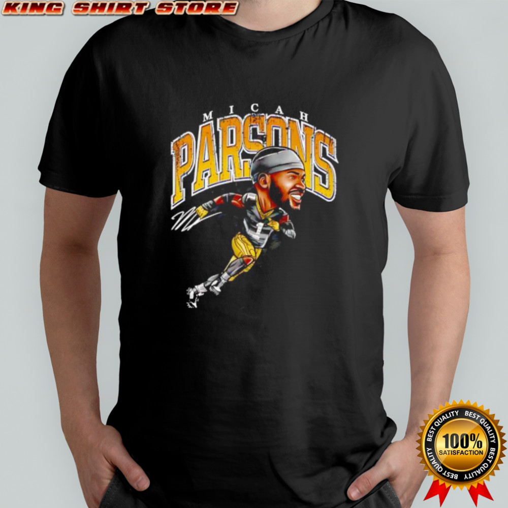 Micah Parsons cartoon football player signature graphic