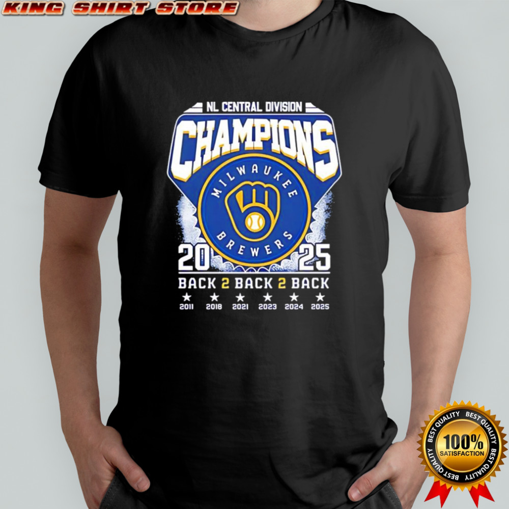 Milwaukee Brewers 2025 NL Central Division Champions back 2 back 2 back shirt
