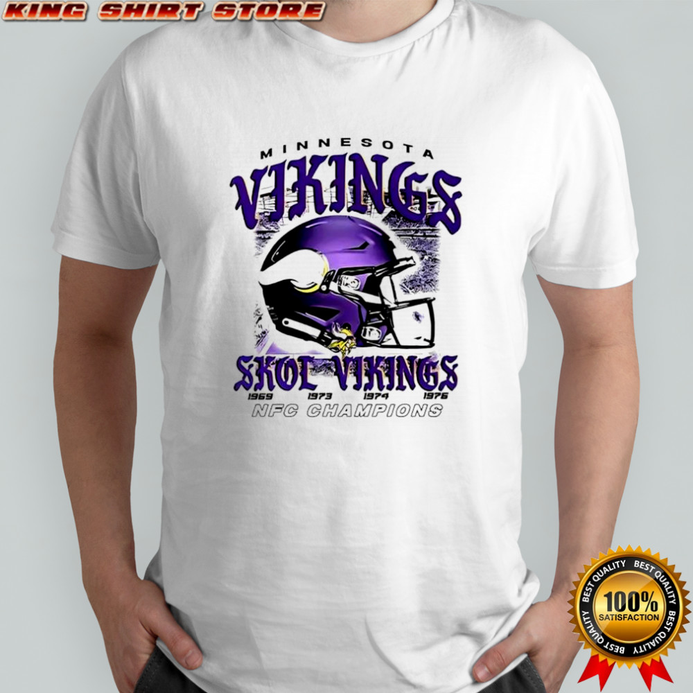 Minesota Viking football SKOL four time NFC Champions helmet shirt Minesota Viking football SKOL four time NFC Champions helmet shirt