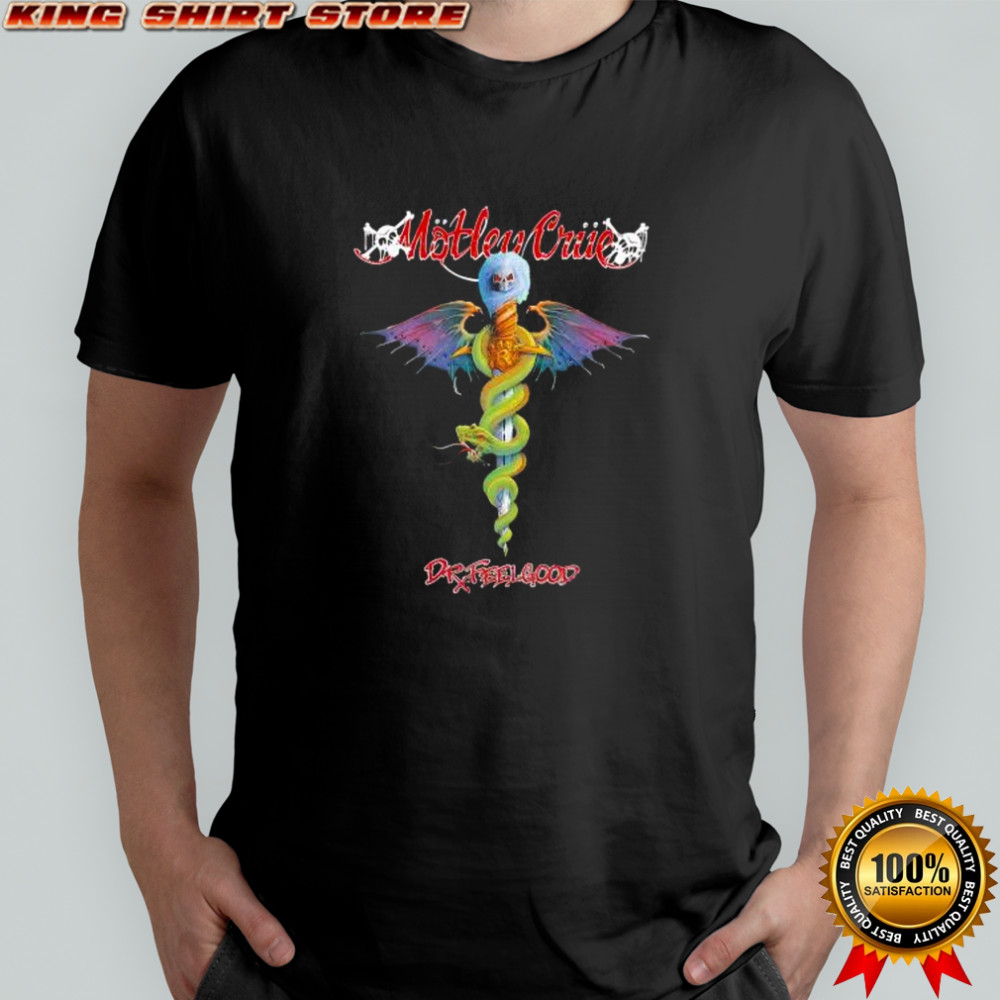 Motley Crue DR Feelgood skull bat wings snake sword rock shirt Motley Crue DR Feelgood skull bat wings snake sword rock shirt