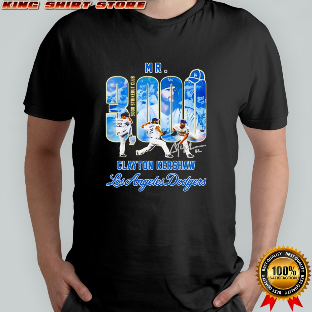 Mr 3000 strikeout club Clayton Kershaw Los Angeles Dodgers shirt