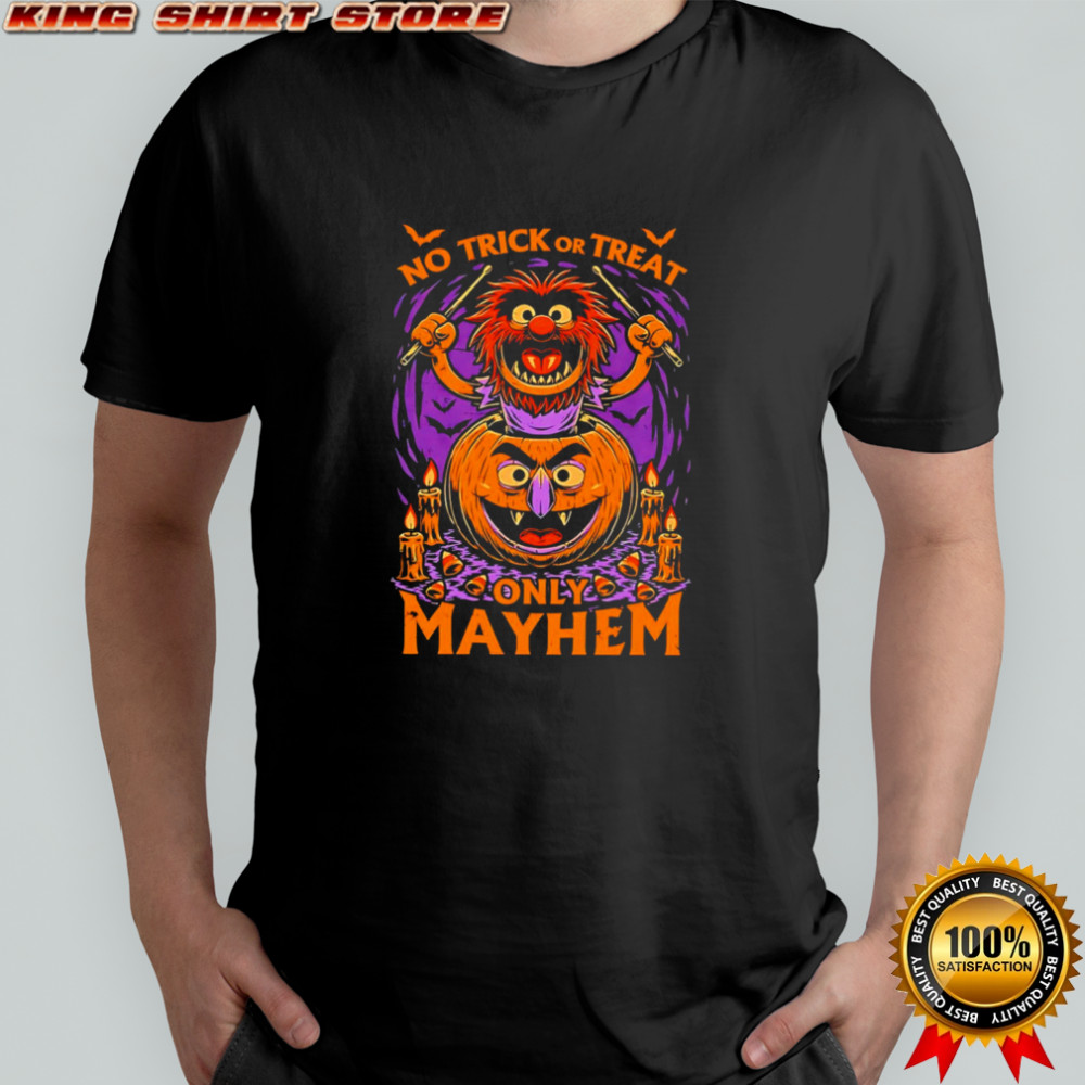 No Trick Or Treat Only Mayhem Puppet Pumpkin Halloween shirt