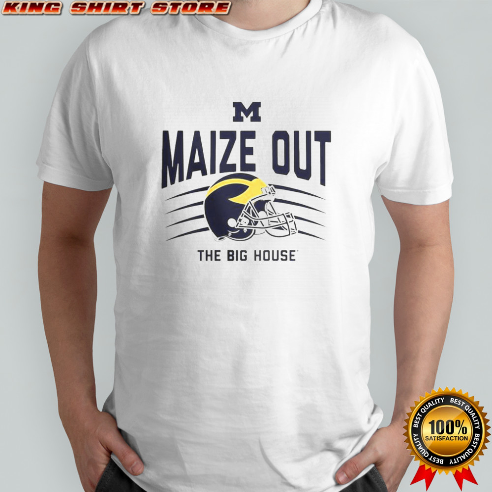 Official Michigan Wolverines Maize Out The Big House Scratch Helmet T-Shirt