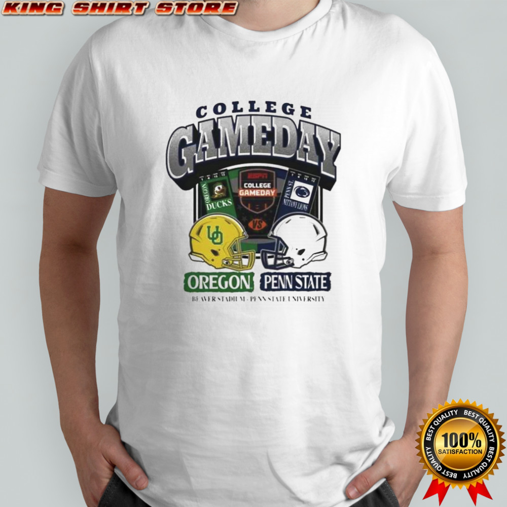 Oregon Ducks Vs Penn State Nittany Lions 2025 College GameDay Helmet T-Shirt