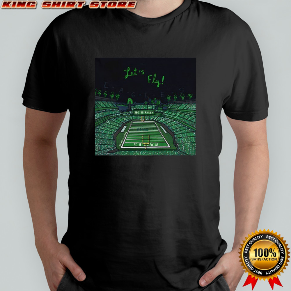 Philadelphia Eagles Football NFL Stadium Let’s Fly Go Birds cartoon shirt