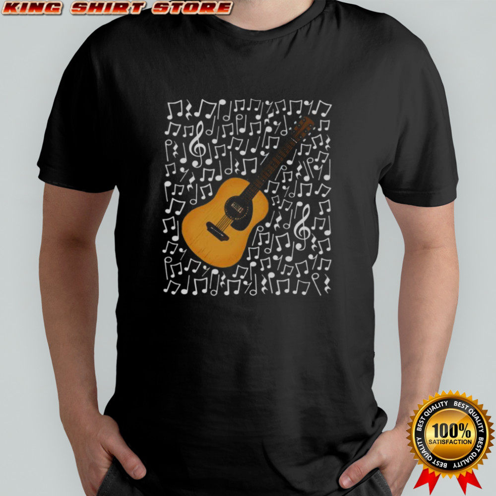 Premium Acoustic Guitar Musical Notes Guitarist Music Teacher Songwriter T-Shirt