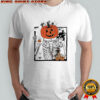 Pumpkin Skeleton Drinking Coffee happy Halloween shirt